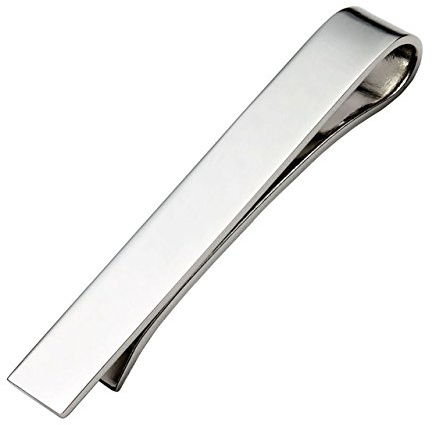 PiercingJ 1x Herren Dünn Skinny Krawattennadel Krawattenklammer Set Business Hochzeit Tie Clip Set für Schmale Krawatte aus Edelstahl, Silber, 54 * 8mm