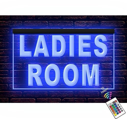 120056 Ladies Room Toilet Restroom Washroom Toilet Bathroom Display LED Light Neon Sign (12 X 8, 16 Colors By Remote)