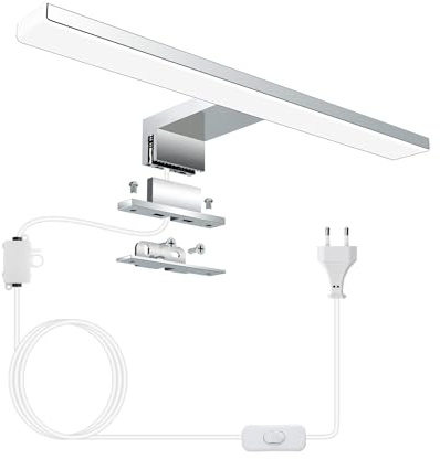 Azhien Lampe de miroir de salle de bain LED 5 W, blanc neutre 4000 K, applique murale 500 lm avec prise, montage 3 en 1, lampe de miroir de salle de bain, 30 cm, 230 V, 300 mm
