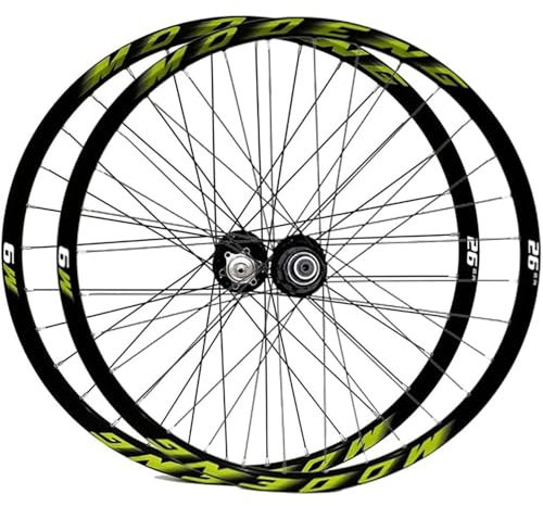 KUNYOS Mountainbike-Laufradsatz 26 27.5 29 Zoll MTB-Laufradsatz Schnellspanner Scheibenbremse 32H Felge Vorne Hinten Räder Für 8/9/10/11 Gang Kassette,Grün,29inch