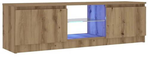 vidaXL Mueble de TV Luces LED Madera Roble Artisan 120x30x36 cm, Soporte de TV, Mueble Multimedia, Consola de TV, Mueble HiFi