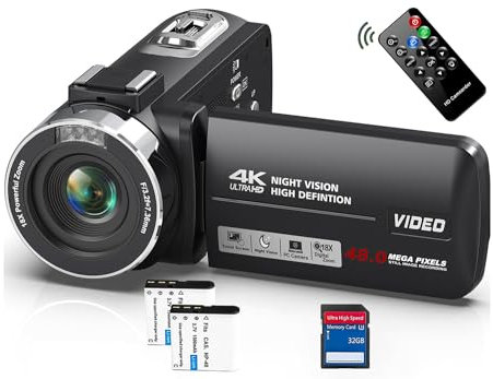 Cenzoar Video Camera Camcorder HD 4K with Battery
