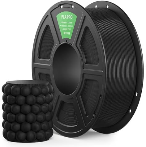 DEEPLEE PLA PRO Filament 1.75mm, Stärkere Zähigkeit 3D Drucker Filament, PLA Filament Maßgenauigkeit ±0.02 mm, Sauber gewickelt, Einfach zu Drucken, Passend für die meisten FDM 3D Drucker, Schwarz 1KG