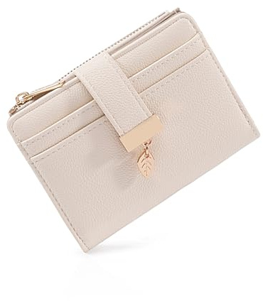 Pomelo Best kleines Portemonnaie Damen – kleine RFID Geldbörse mit Münzfach und Druckknopf – Mini Geldbeutel im Kurzformat Frauen (Beige)