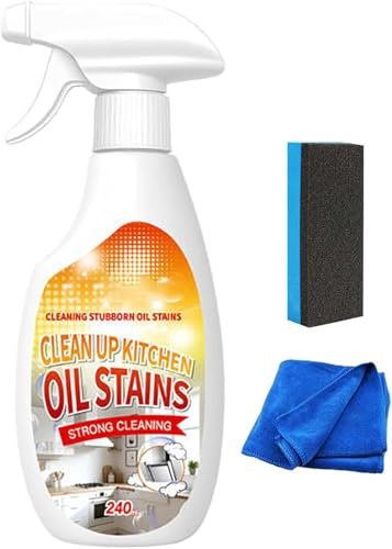 Heavy Duty Degreaser–2026 New Strong Lemon Clean Up Kitchen Oil Stain Remover Spray, Kitchen Cleaner with Towel&Sponge Wipe, for Clean Up Kitchen Oil Stain, Oil Stain Remover, Stove, Range Hood