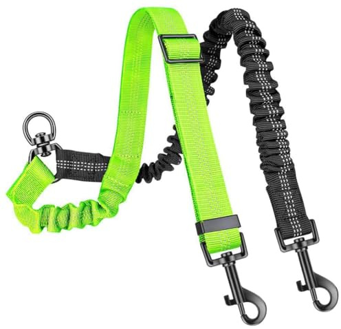 Guinzaglio da jogging per cani con ammortizzatore, guinzaglio riflettente Bungee per cani di taglia media e grande, elastico per corsa, trekking, sicurezza di notte, verde neon, 1 pezzo