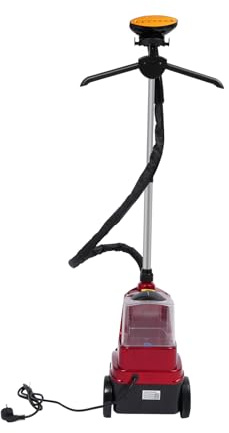 Plancha de vapor vertical de 2500 W (70 g/min), depósito de agua de 3 litros y altura ajustable (0,8 – 1,8 m), cepillo de vapor de 3 niveles con tiempo de calentamiento de 50 segundos, vapor rojo