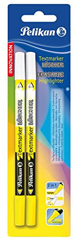 Pelikan 456/2/B Textmarker-Löscher 2-in-1, 2 Stück, Neongelb