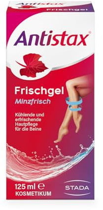 Antistax Fresh Gel, Crema Gambe Gonfie, Crema Gambe Stanche, Estratto Vite Rossa, Mentolo, Olio Essenziale Menta, 1 Confezione 125 ml