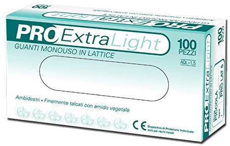 Gima - Pro Extra Light, Guanti in Lattice, Ambidestri, Non Sterili, Finemente Talcati, Taglia Grande, Confezione 100 Pezzi