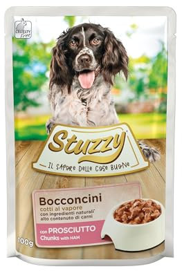 Stuzzy Dog Schinken, Hundefutter nass in Soße, 24 Beutel x 100 g