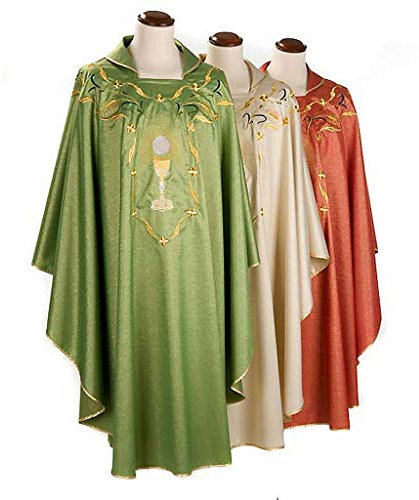 Holyart Chasuble liturgique Lurex Calice Hostie, Blanc