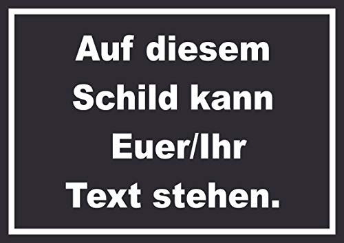 HB-Druck Schild mit Wunschtext waagerecht Text Weiss Hintergrund schwarz A5 (148x210mm)