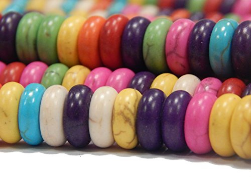 Perlin 220Stk Türkis Edelstein Strang Perlen 8mm Edel Mix Bunte Halbedelstein Set Rondella G204 x2