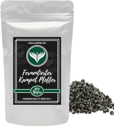 Azafran Fermentierter Kampot Pfeffer (Pfefferkörner ganz) Gourmetpfeffer 125g