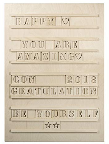 Rayher 62859505 Letterboard aus Holz, natur, 30 x 42 cm, inklusiv 96 Buchstaben, Zahlen und Symbole, Pappelholz, FSC zertifiziert, Buchstabenbrett, Stecktafel, Rillentafel