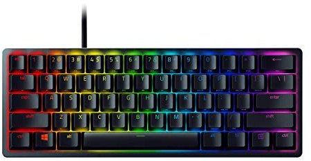 Razer Huntsman Mini 60 Prozent kabelgebundene optische Clicky Switch Gaming-Tastatur mit Chroma-RGB-Hintergrundbeleuchtung, PBT-Tastenkappen, mechanische Tastaturen für PC-Gaming-Computer