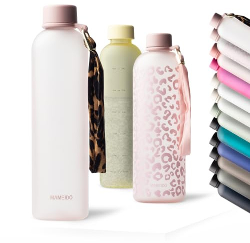 MAMEIDO Borraccia 1 litro (Rosé Quartz) | a prova di perdite, senza BPA, per bevande gassate, con laccetto rimovibile – borraccia bambini per sport, scuola & ufficio
