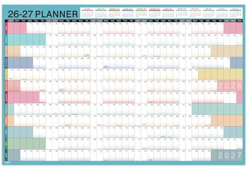 2026-2027 Yearly Wall Calendar - Calendar 2026-2027, Yearly Wall Calendar, July 2026 - June 2027, 23.1 x 34.6 (Open), Wall Calendar 12 Month, Julian Dates, Thick Paper, Round Stickers