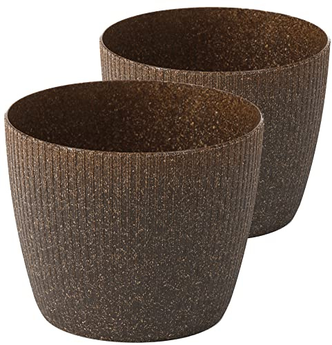 Tymar Blumentopf, 2er-Pack, Runde Form, Übertopf ((2pack) Espresso, ø 25,5 cm)