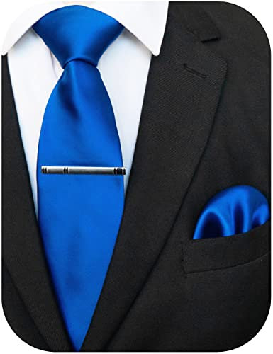 JEMYGINS Klassisch Formal Elegant Herren Seidenkrawatte Set-Krawatte & Einstecktuch Sets Blau 2