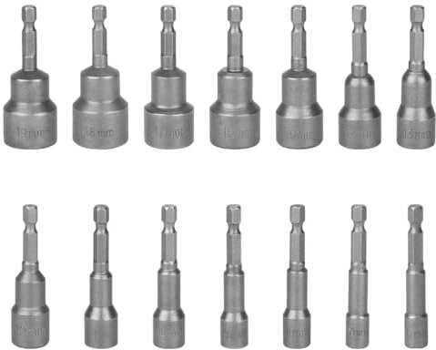 imatenn 14 Stück Steckschlüssel Set 1/4, 6-19mm Nuss Set Magnetisches Sechskant Stecknuss set für Akkuschrauber, Schlagschrauber Nüsse mit Magnet Steckschlüsselsatz 1/4 zoll Bit Set