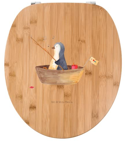 Mr. & Mrs. Panda Motiv WC Sitz Pinguin Angelboot - Geschenk, Trennung, Leben, Klodeckel, Toilette, Klobrille, Pinguine, WC-Sitz, Angeln,