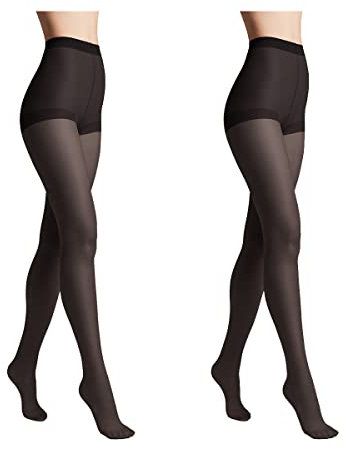 Conte elegant 2er-Pack langlebige Damenstrumpfhose Halbmatt - SOLO 40 DEN - Damen Feinstrumpfhose Strumpfhose mit markiertem Höschenteil - Einfarbig Farbe Schwarz Größe 6