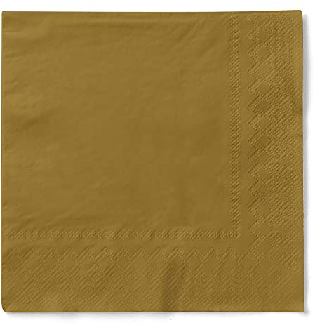 MANK Serviette in GOLD (einseitig farbig) aus 3-lagigem Tissue, 33x33 cm, 1/4 Falz, 100 Stück, edle Papierservietten für Hochzeit, Party, Catering & Events