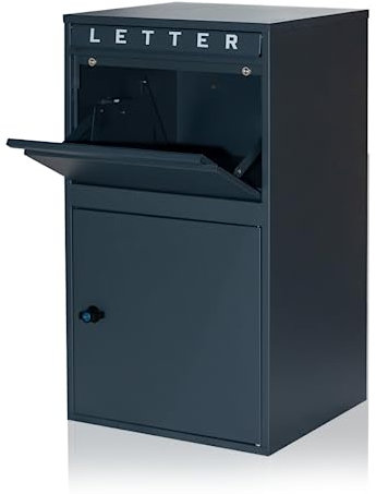 Ydocabinit Paket-Lieferboxen für draußen, großer Briefkasten für Paket, verzinkter Stahl-Paketbriefkasten, wandmontiert, abschließbar, Diebstahlschutz für Veranda, Bordsteinkante, BG019A-Gra
