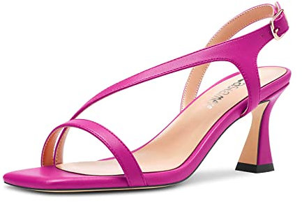 Castamere Donna Medio Tacco Heel Aperte sulla Punta Slingback Estate da Matrimonio Ballo Cute 6.5 CM Heels Fucsia 43 EU