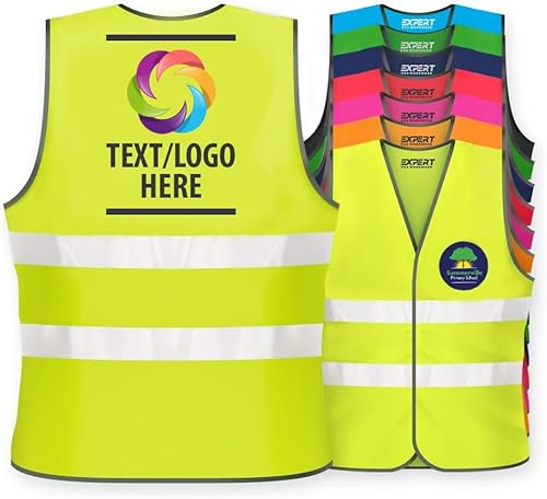 Unisex Personalised Kids High Visibility Safety Vest Children Hi Vis Custom Printed Waistcoat Reflective Jacket - Add Your Multicolour Logo Print