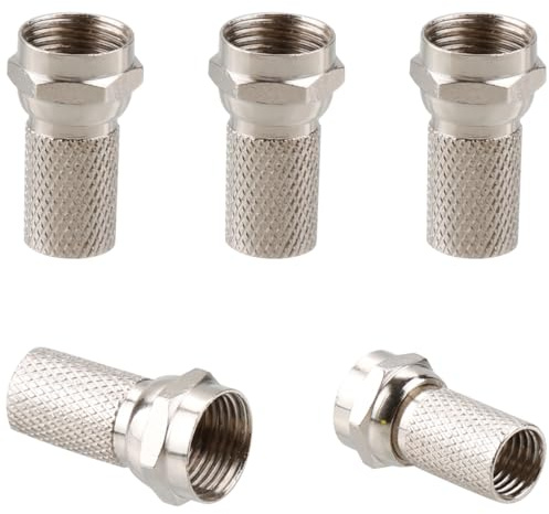 5Pcs F Plug Connectors, GLADFRESIT F Type Screw Connector, Waterproof Micro Screw/Twist On Aerial Coaxial Cable RG6 for Satellite TV Sky NTL Cable
