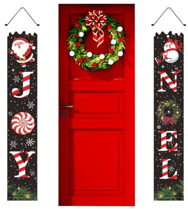 CHENGZI Weihnachten Couplet Festliche Tür Vorhänge Flaggen Santa Claus Schneemann Couplet Festliche Dekorationen (Schwarz)