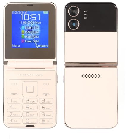 Entsperrtes 2G-Seniorenhandy, Klapptelefon mit 4 SIM-Karten Im Standby-Modus, One-Key-Schnellwahl, Große Tasten, Große Ziffern, Lauter Ton, Telefon für ältere Menschen (Gold)