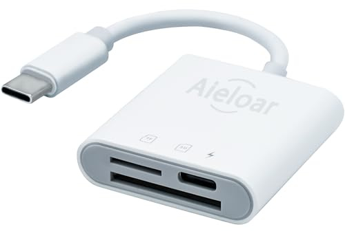 USB C SD Card Reader, Aieloar 3-in-1 Memory Card Reader with Power Supply Port for SDXC, SDHC, SD, MMC, RS-MMC, Micro SDXC, Micro SD, Micro SDHC Card