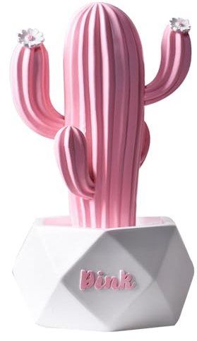 Decoración de cactus para salón, escultura moderna para estantería y oficina, organizador de joyas rosa
