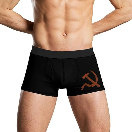 Boxer pour Hommes, sous-vêtements Doux, Short Extensible, Maillot de Sport Sexy, Marteau et Faucille de l'urss