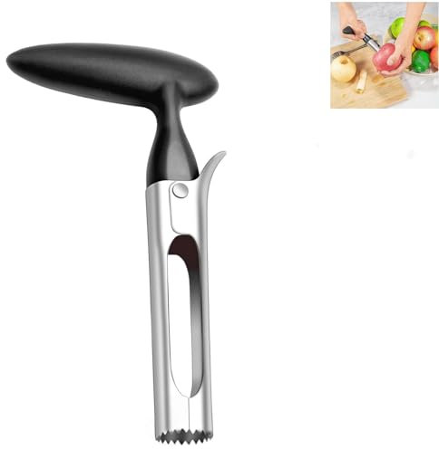 Descorazonador de manzanas,Apple Corer removedor de Peras, descorazonador peras de acero inoxidable,Saca Corazon Manzana con mango de ABS,práctico utensilio de cocina,negro