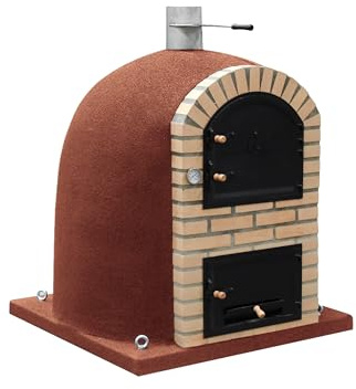 MOVELAR - Horno de Leña Exterior de Obra CALDERA BANDAMA (Burdeos - 110 x 110 x 140 cm) - Horno tradicional para jardín, cocción leña, aislado con corcho, 3 mantas cerámicas - REF: M00234