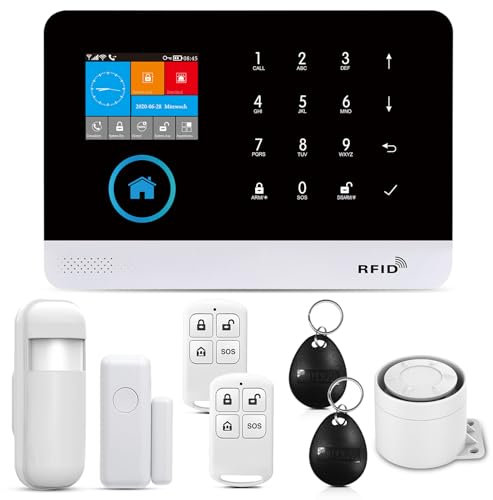 PGST Sistema de Alarma doméstica inalámbrica,Kit de Alarma WiFi/4G gsm, Kit de Seguridad para el Hogar con Smart Life App 8Piezas,Sistema antirrobo Inalámbrico 120DB,Compatible con Alexa, Google Home