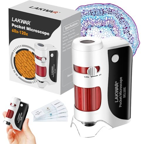 60x-120x Mini Taschen Mikroskop für Kinder Erwachsene, Tragbares Handmikroskop mit Objektträgern, Miniskop Taschenmikroskop für Kinder Kleine Wissenschaftler Studenten Erwachsene Schule Minilabsters
