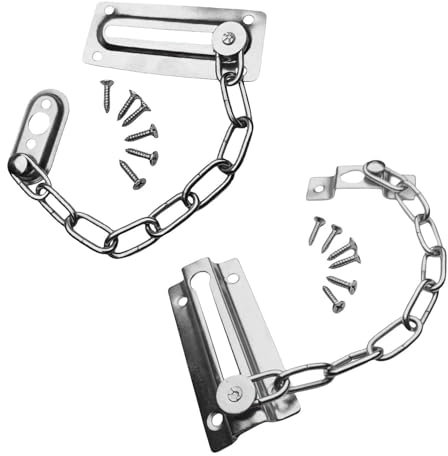 2 Paires De Serrures À Chaîne De Porte Avec 12 Vis, Serrure De Porte D'Hôtel, Chaîne De Porte De Chambre, Chaîne Antivol De Porte, Chaîne De Sécurité De Porte, Chaîne De Porte Portable