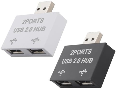 USB 2.0 Hub, USB Splitter 1 to 2 Out Adapter- 2 Pack, 2 Ports USB Expander, Fast Charging&480 Mbps Data Transfer(Do not Support Carplay) for MacBook Air, Tab, Printer, USB Flash Drive, Mouse, Keyboard