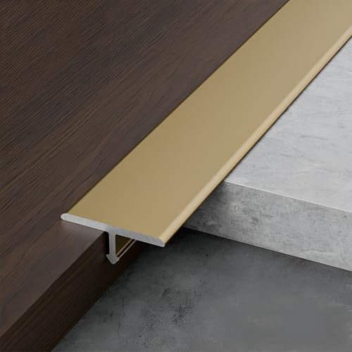 JXNVHJ Seuil De Porte Barre | 3 Pièce - Profilé De Transition | Bande de séparation en T en Alliage D'aluminium | Imperméable Et Facile À Nettoyer(Gold,15mm)