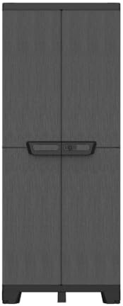 Kreher Kunststoffschrank Schiefer-Optik (Mehrzweck-/Spindschrank) | Aufbewahrungsschrank und Gartenschrank, 2-in-1-Nutzung, robust für Garage, Keller und wettergeschützten Außenbereich
