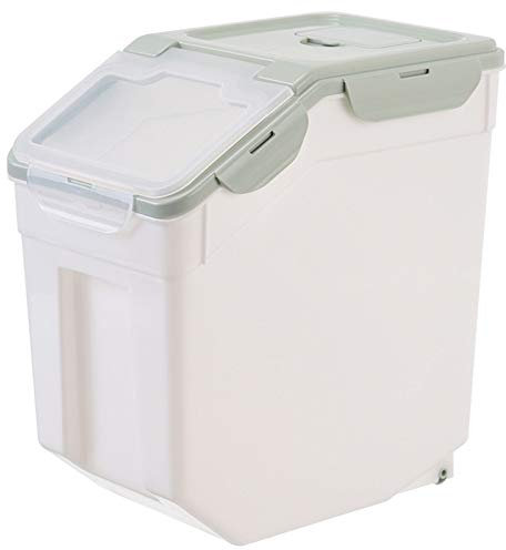Airtight Food Storage Container 15KG Moistureproof Kitchen Rice Cereal Canister for Dry Grain Metering Dispenser for Soybean and Pet Food Green