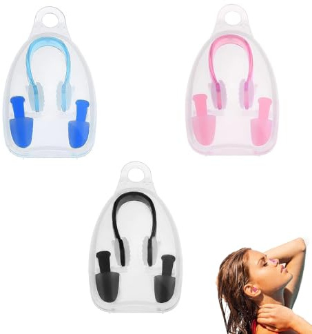 3 PCS Swimming Nose Plugs Clip Adult, Nose Clip Earplugs,for Swimming Training Adults Beginner