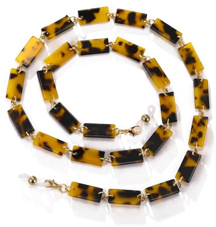 kkjoy Acryl Brillen Kette Anti-Rutsch Bunte Quadrate Strandurlaub Sonnenbrillenhalter Riemen Brillenband Brillenhalter Schnur für Frauen Männer