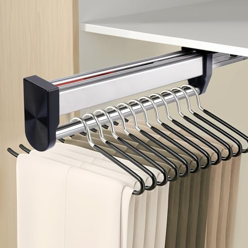 Ausziehbare Kleiderstange zum Herausziehen der Kleiderbügel | Verstellbarer Hosenaufhängung Ausziehbar Hosenhalter Teleskop Kleiderstange Kleiderschrank für Hosen, Kleidung - 350mm